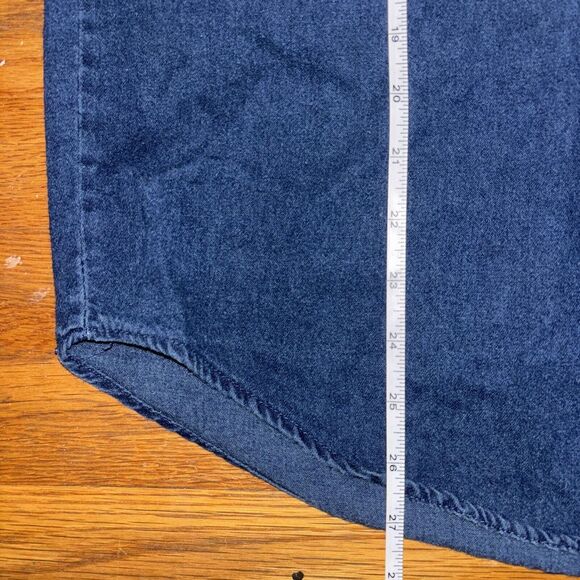 VTG 80s Paris Sport Club Button Up Dark Wash Denim Western Preppy Women Large - Picture 5 of 6